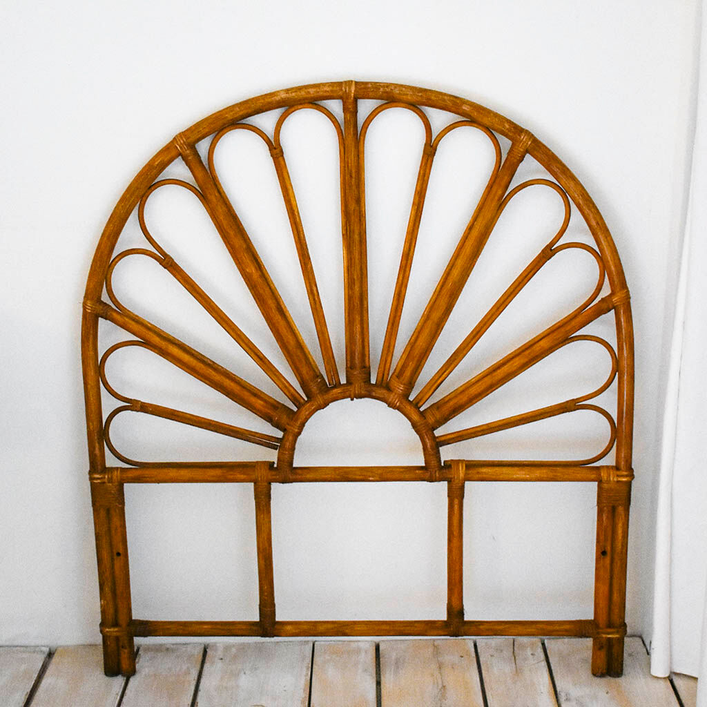 Brown rattan headof 1 seat 1 person L 100 cm vintage