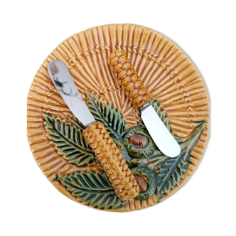 Vallauris butter dish and set of butter knives