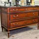 Louis XVI style mahogany commode in three colors, 18th century