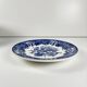 Set of 10 blue earthenware dessert plates with floral and bird decoration
