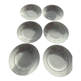 6 hollow porcelain plates with art deco peony pattern