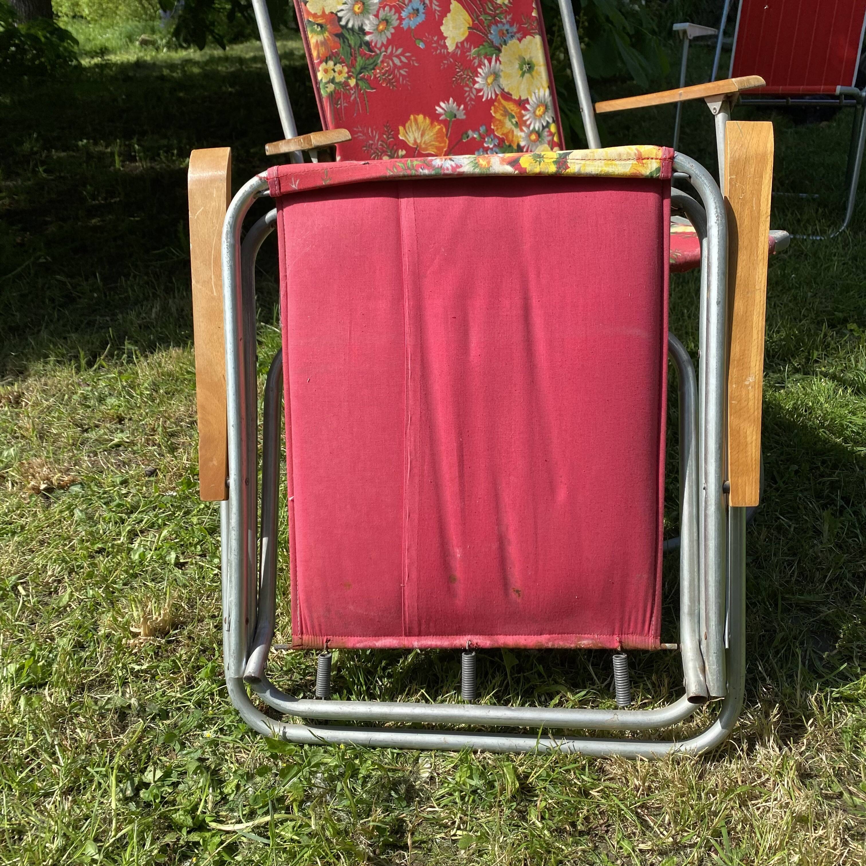 60s floral camping folding chairs