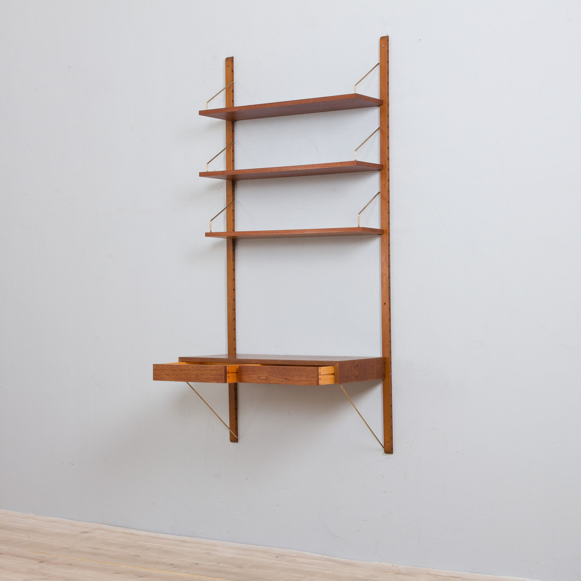 Poul Cadovius teak wall unit with a desk and 3 shelves, Denmark, 1960s