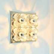 XL Mid Century floral wall light in glass and chrome by Sische, 1960s.