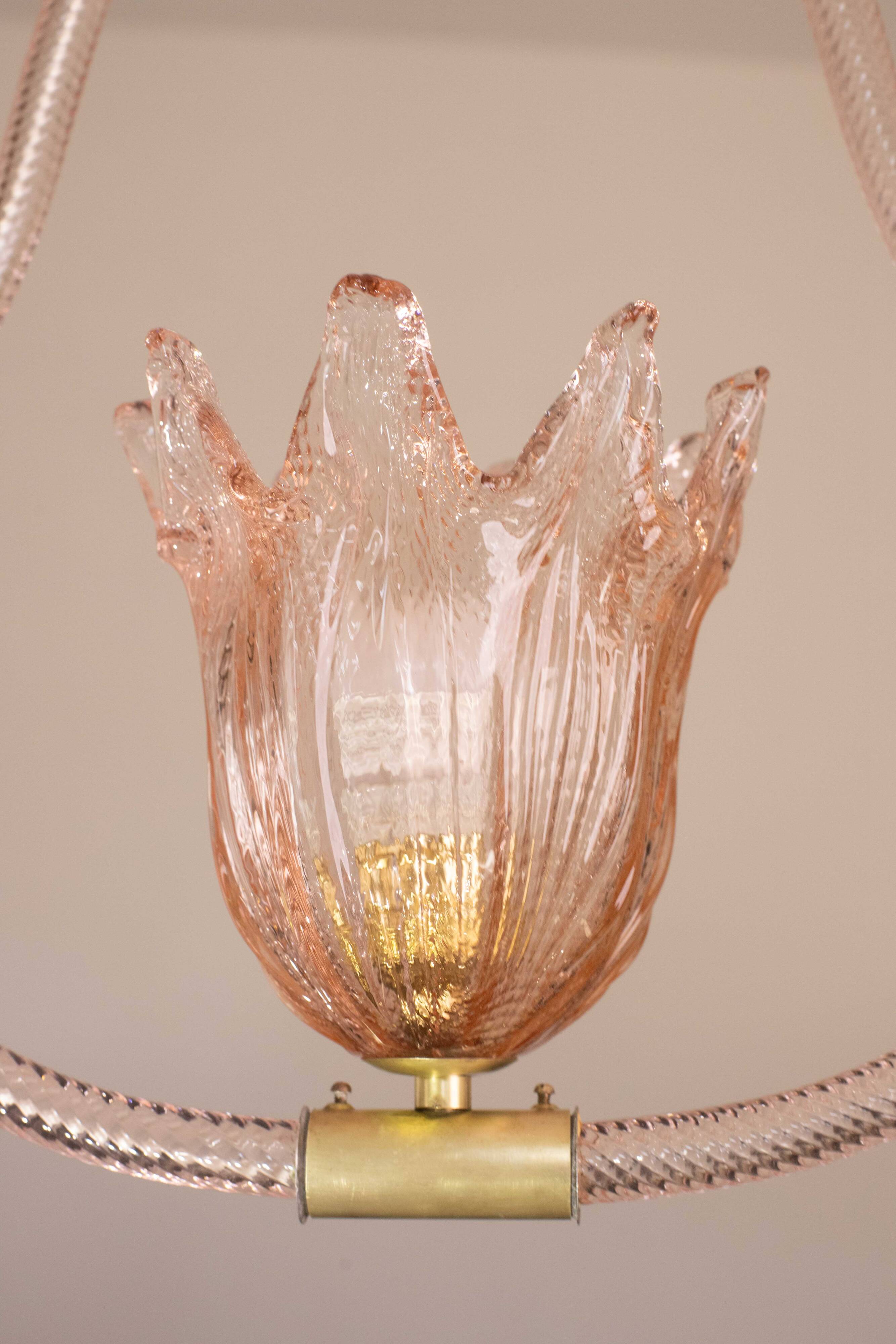 Pink Jewel Murano Glass Chandelier by Barovier e Toso, 1950s