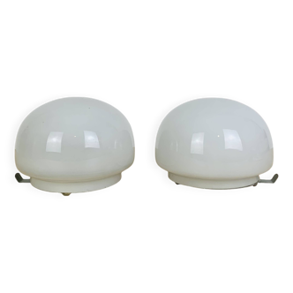 Paire d'appliques boules opaline vintage, années 60