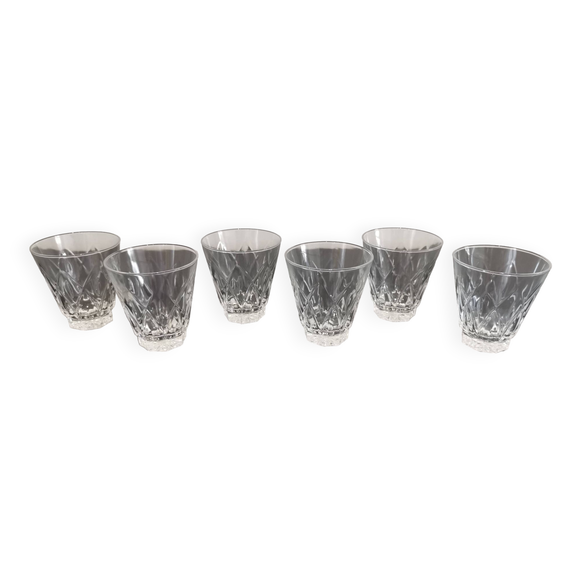 6 vintage chiseled crystal port glasses