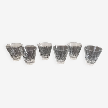 6 vintage chiseled crystal port glasses