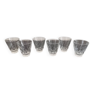 6 verres à porto en cristal ciselé vintage