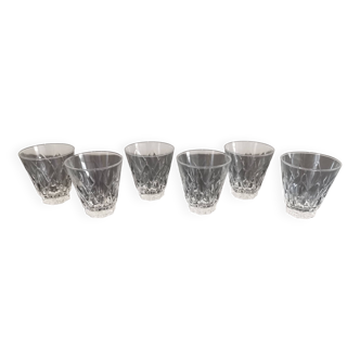 6 vintage chiseled crystal port glasses