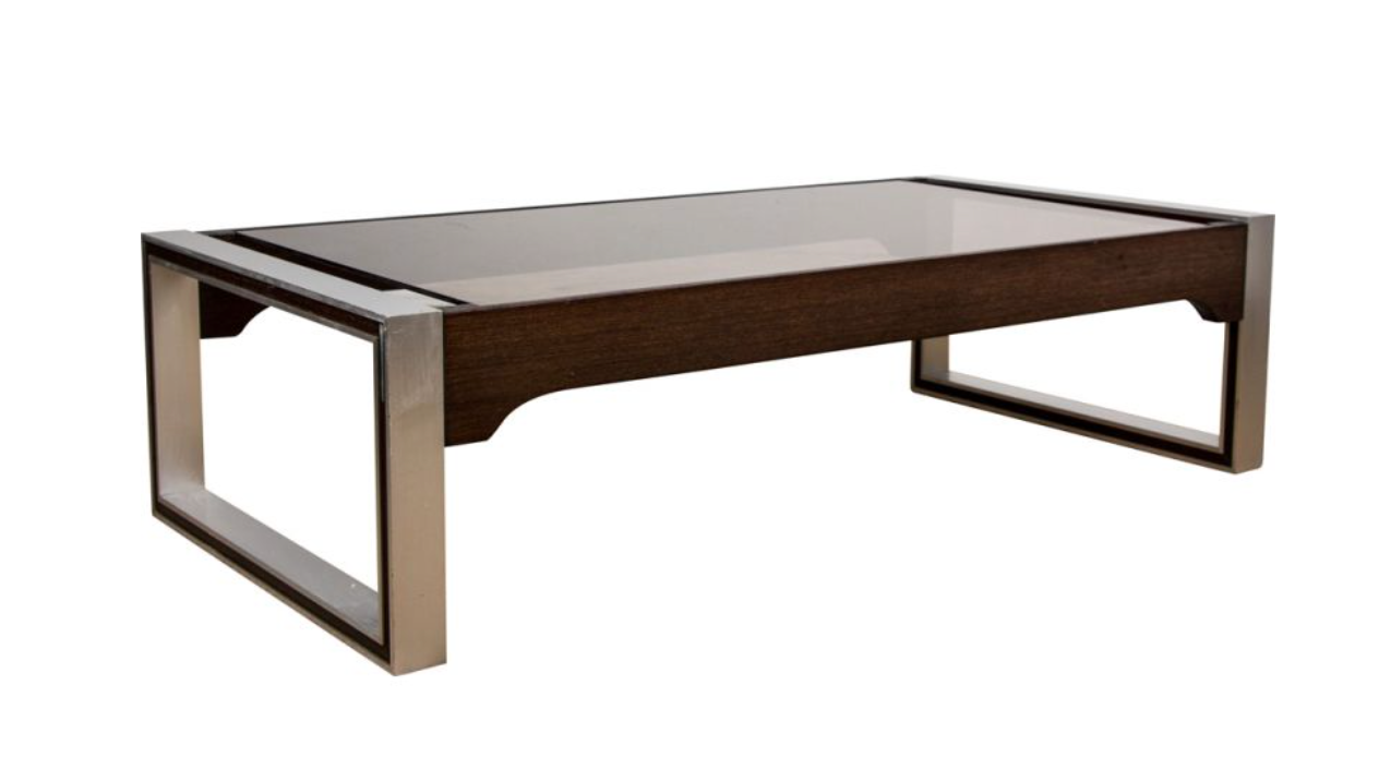 Coffee table in aluminum and rosewood from Calude Gaillard. Roset Line. 1970