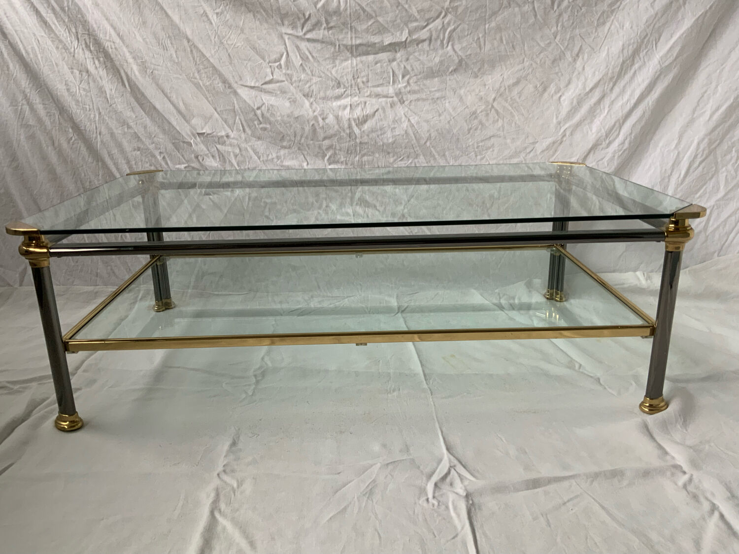 Glass and brass coffee table