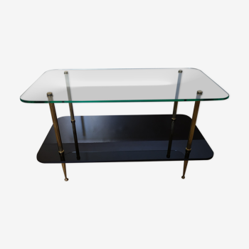 Coffee table glass and brass