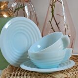 Art Deco blue opaline cups