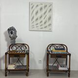 Pair of vintage 70s checkerboard bedside tables: Ref cindy