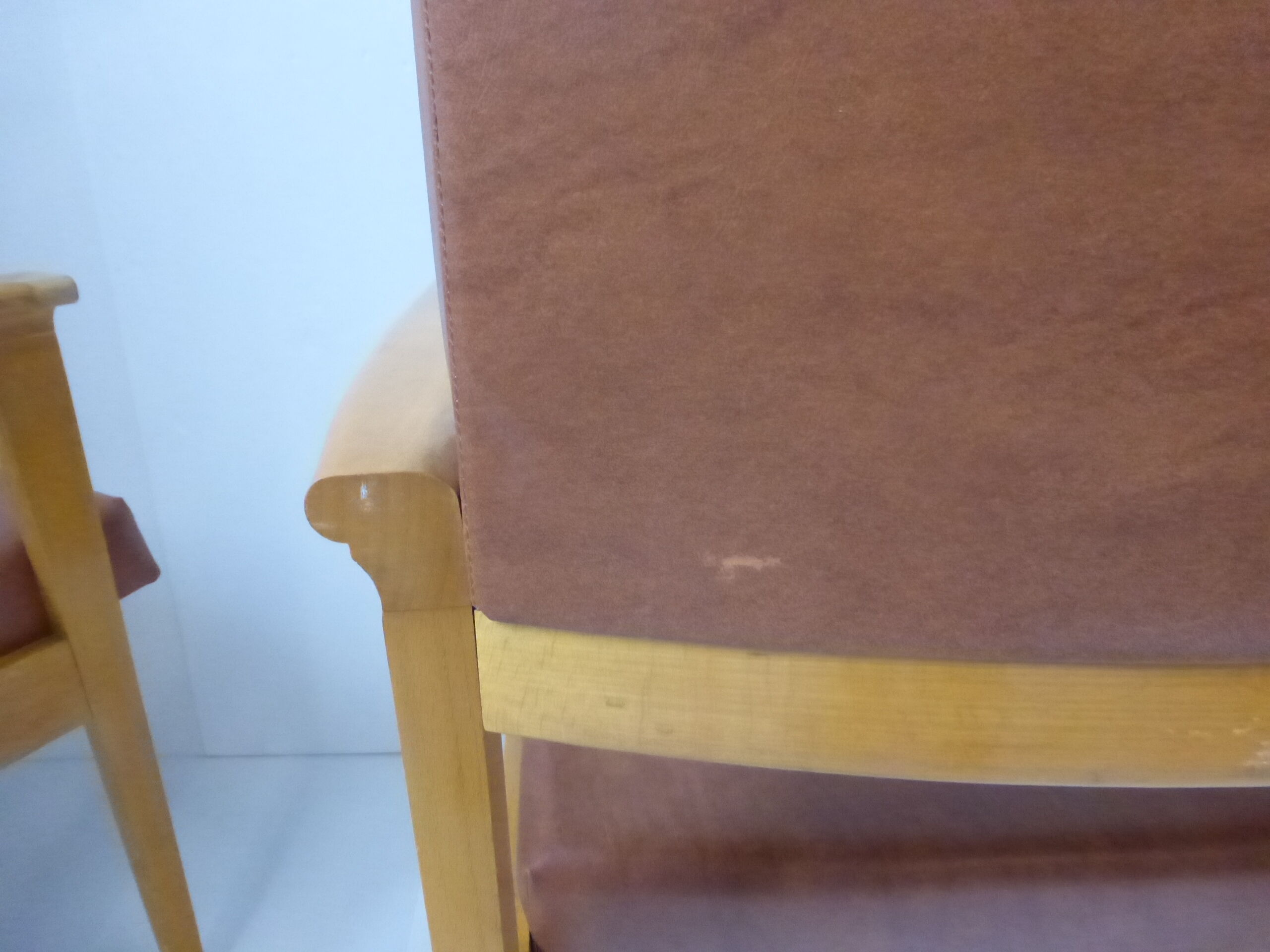 Pair of chairs 1950 Brown leatherette & oak vintage 50's