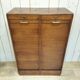 Renovated 1977 oak filing cabinet with double curtain