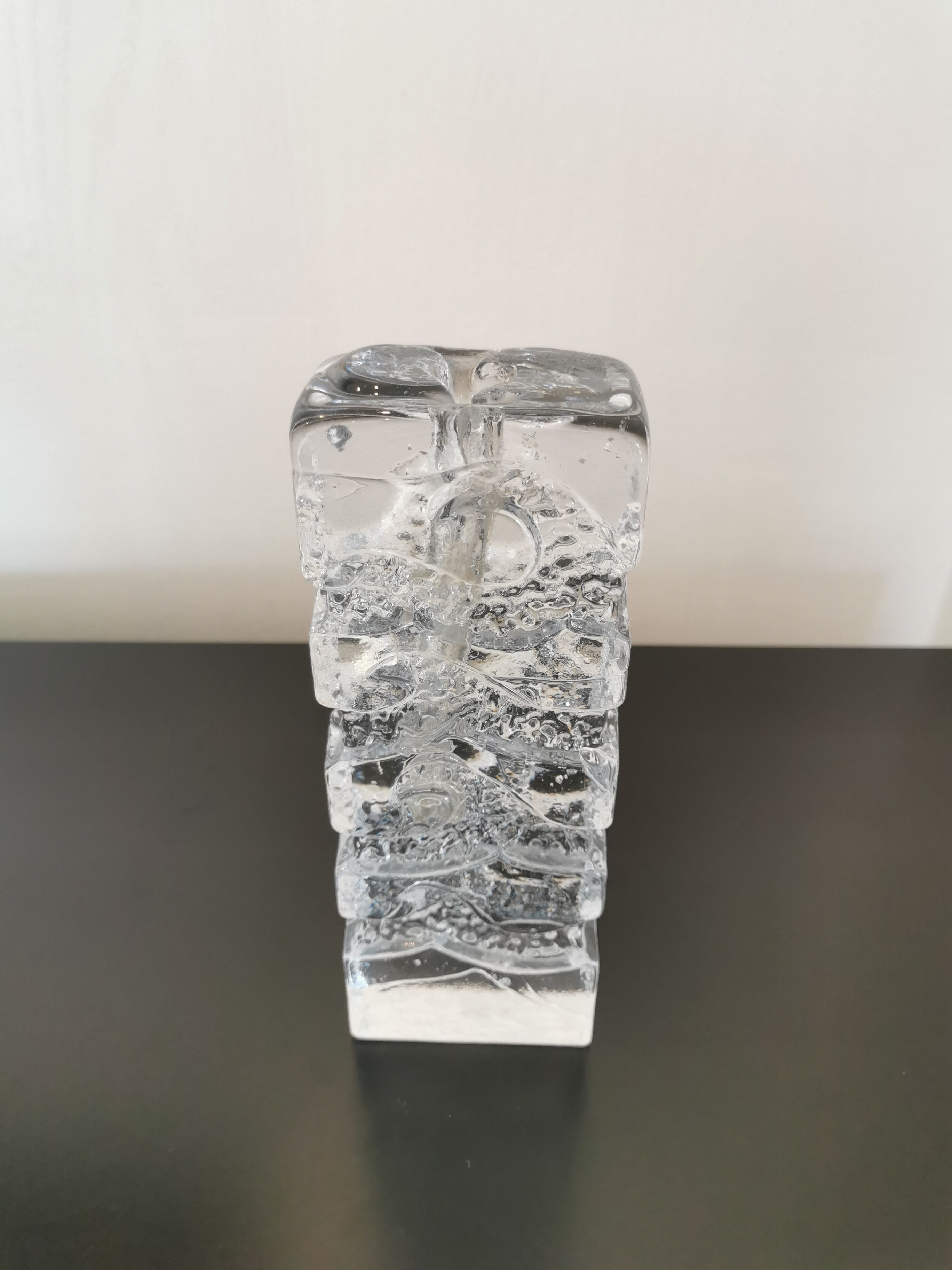 Vase pique fleur bougeoir en verre  style brutaliste Vintage