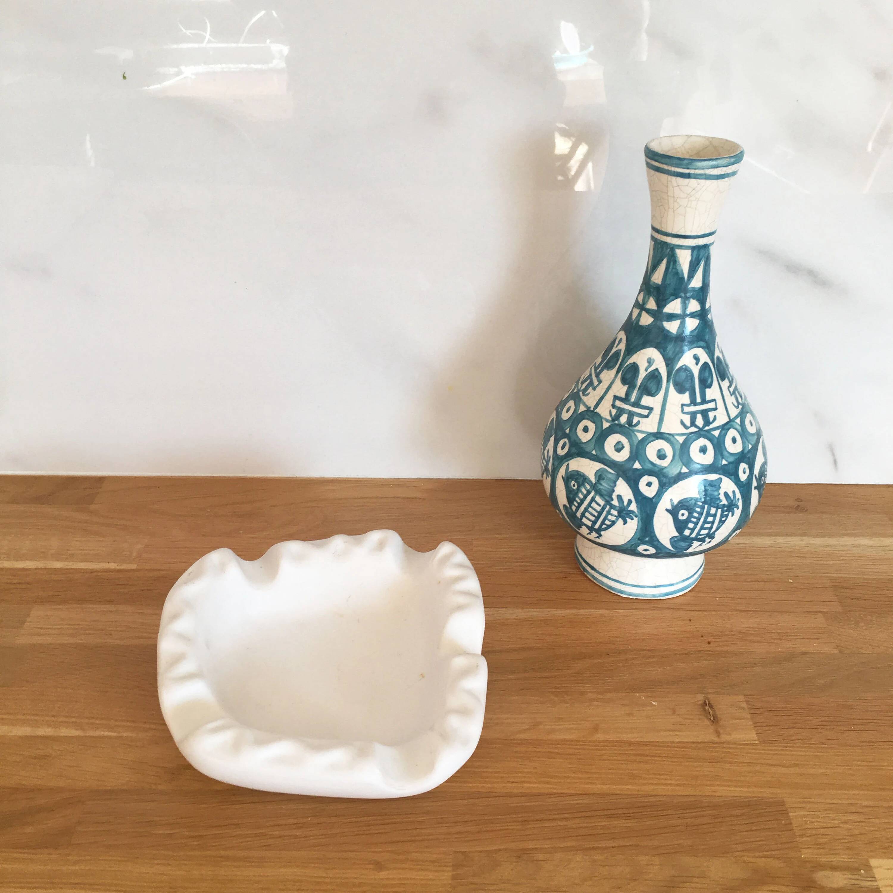 Matte white ceramic bowl, 1950s