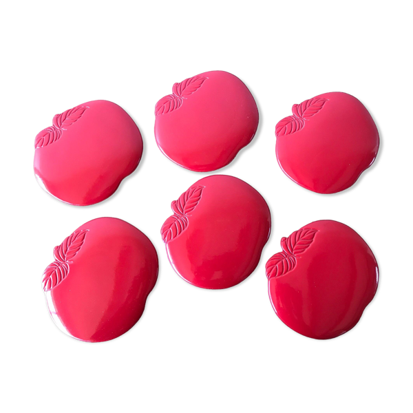 6 dessous de verre rouge vintage