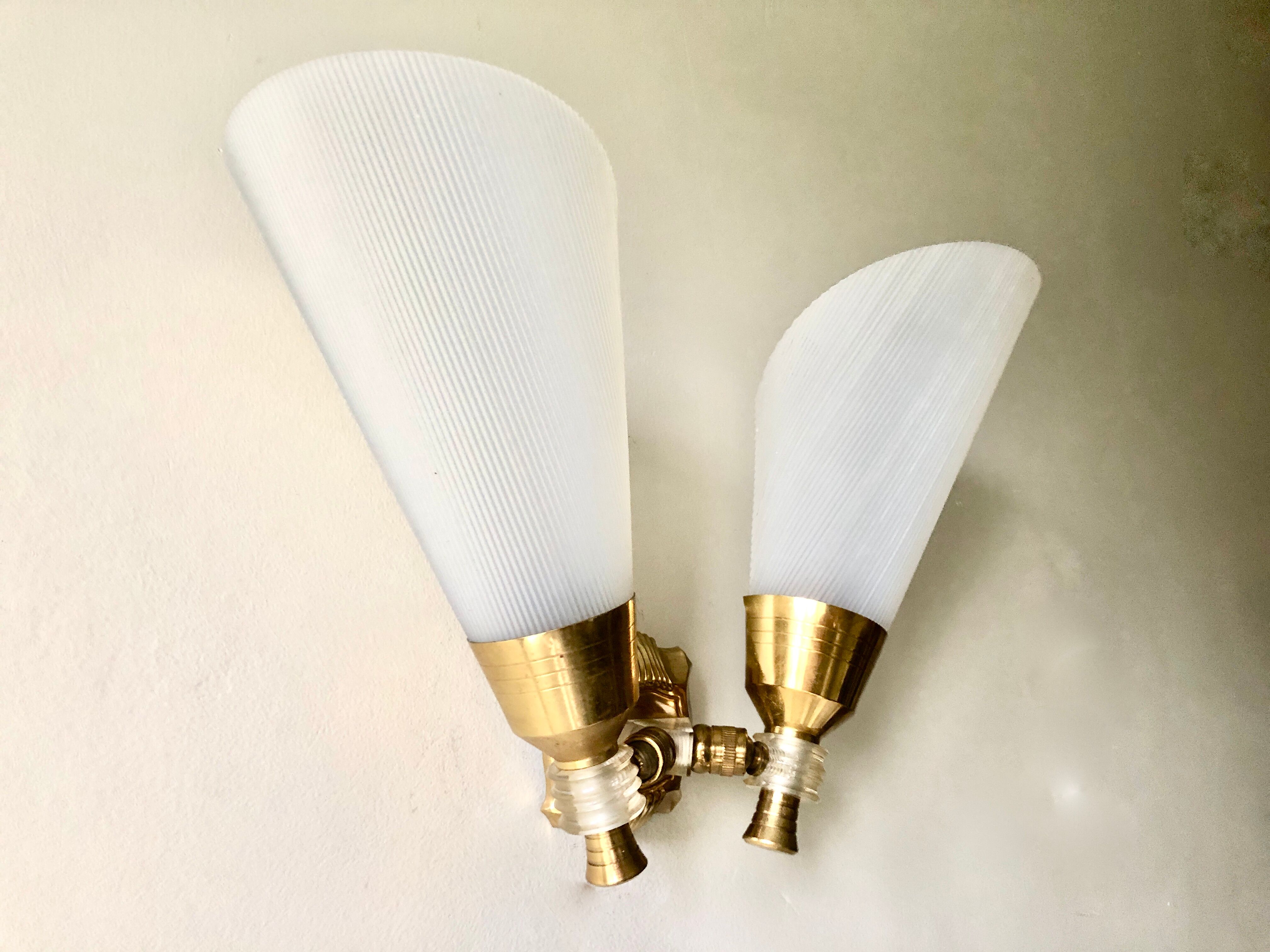 Double flambeau wall light plexiglass 1950