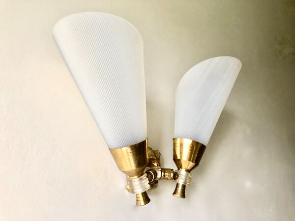 Applique double flambeau plexiglas 1950