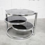 Coffee table with three smoked mirror tops, 1980