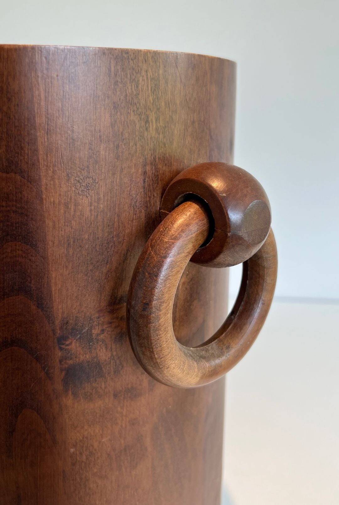 Brutalist Umbrella Stand in Solid Wood, France, circa 1950