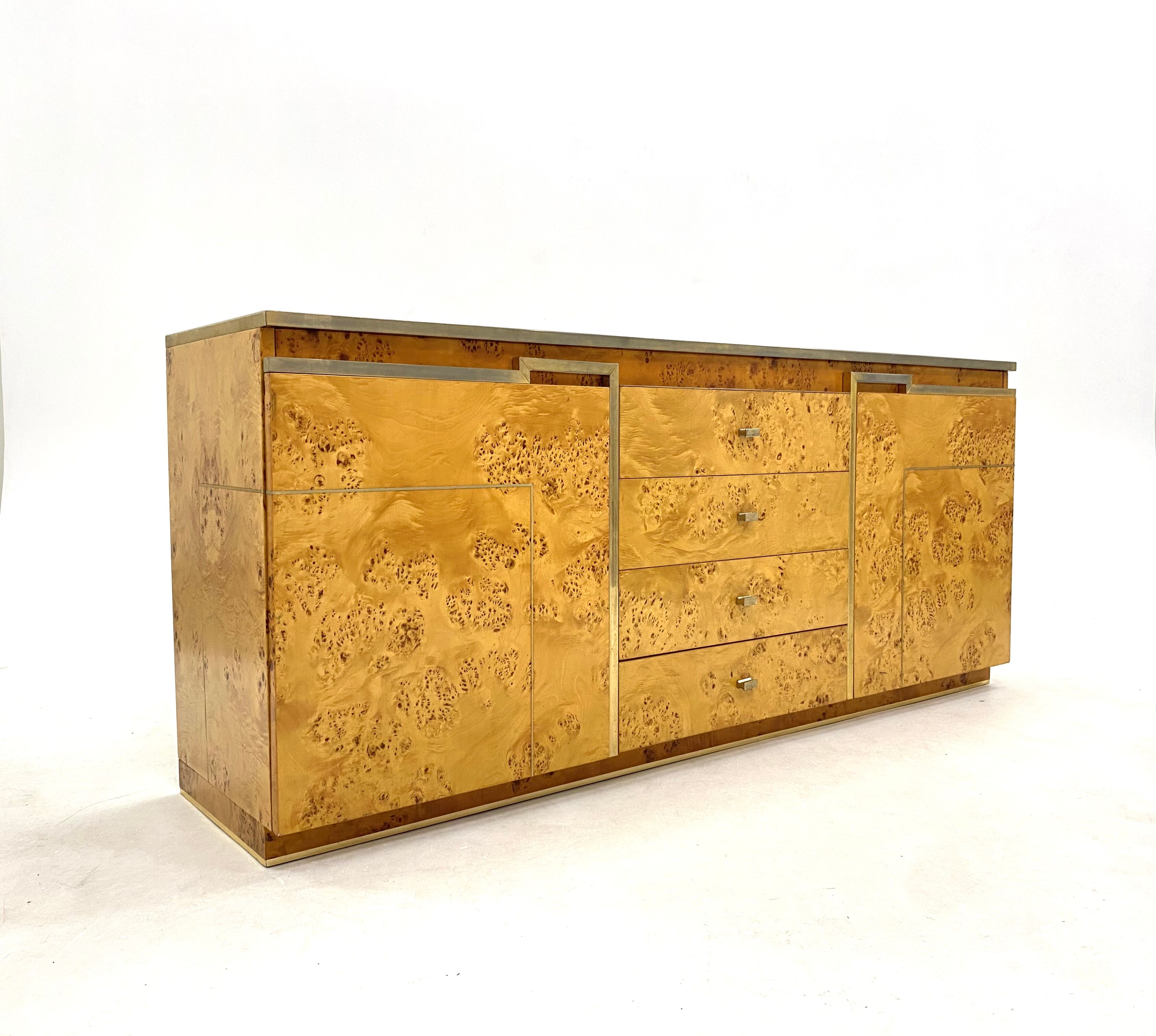 Sideboard glass and brass, circa 1970