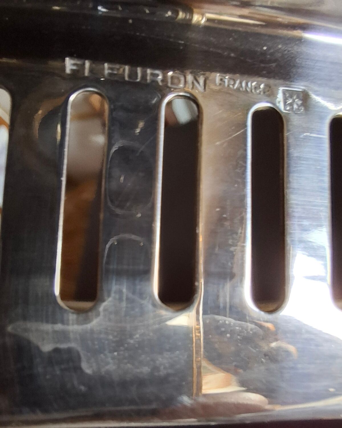 Silver-plated metal platter Christophle Fleuron France