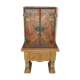 Neoclassical Art Deco cabinet in leather and oak