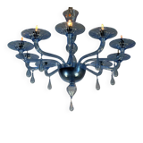 Venetian glass chandelier in blue Murano, circa 1980.