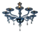 Venetian glass chandelier in blue Murano, circa 1980.