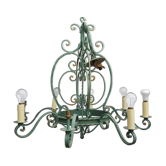 Large wrought iron chandelier old art deco style