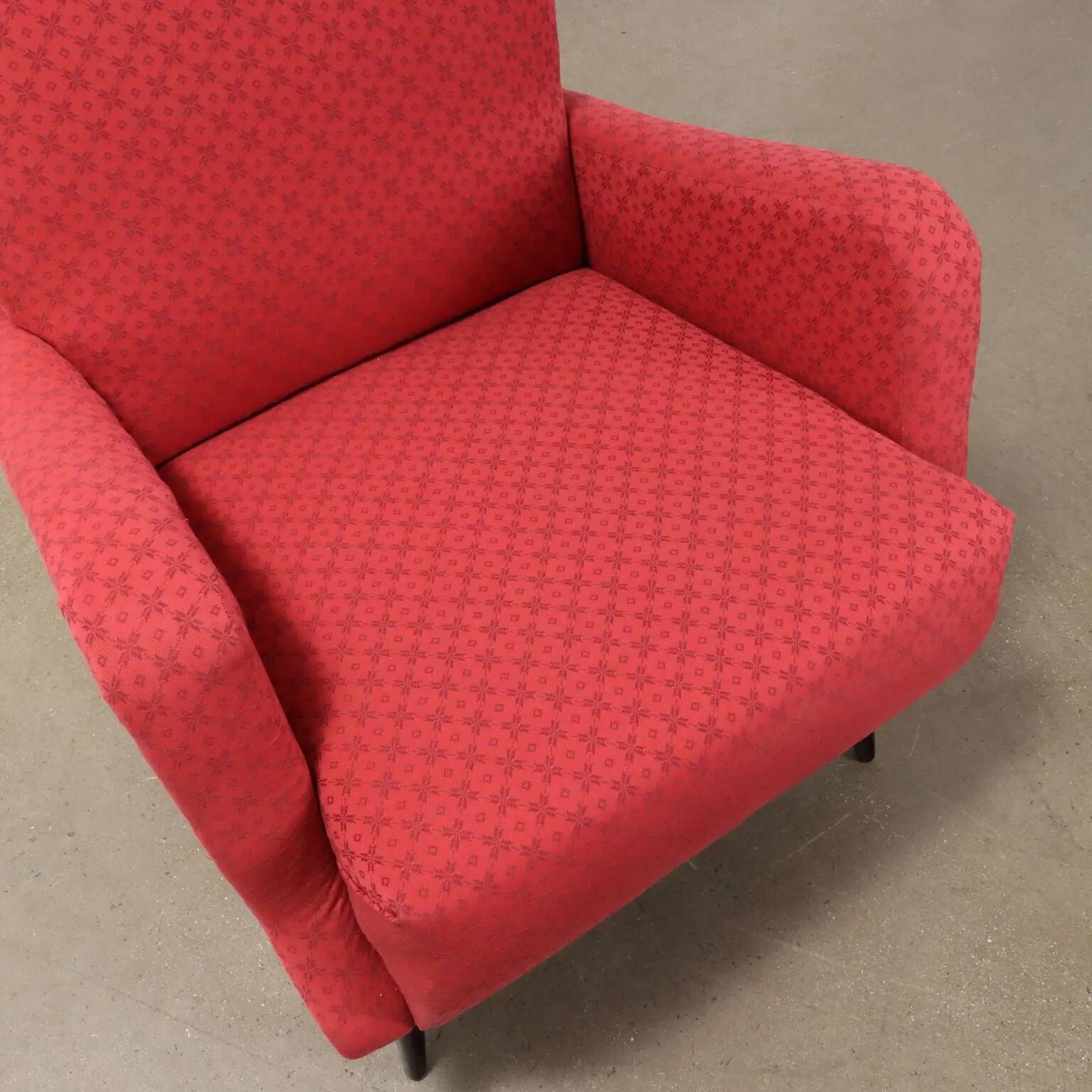 Vintage armchair in fabric and wood, Italy, 1950s