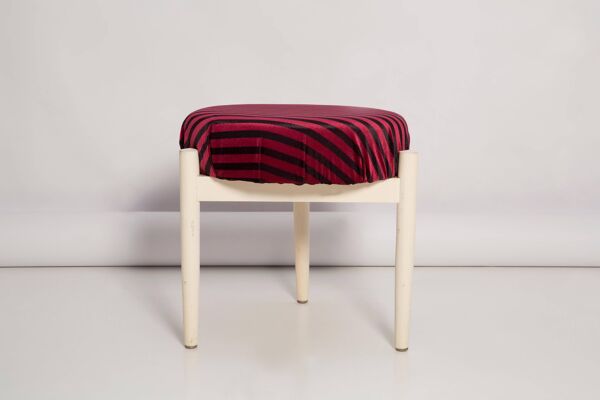 Tabouret et table vintage blanche, Danemark, 1960