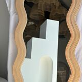 Zigzag rattan foot mirror H:182cm