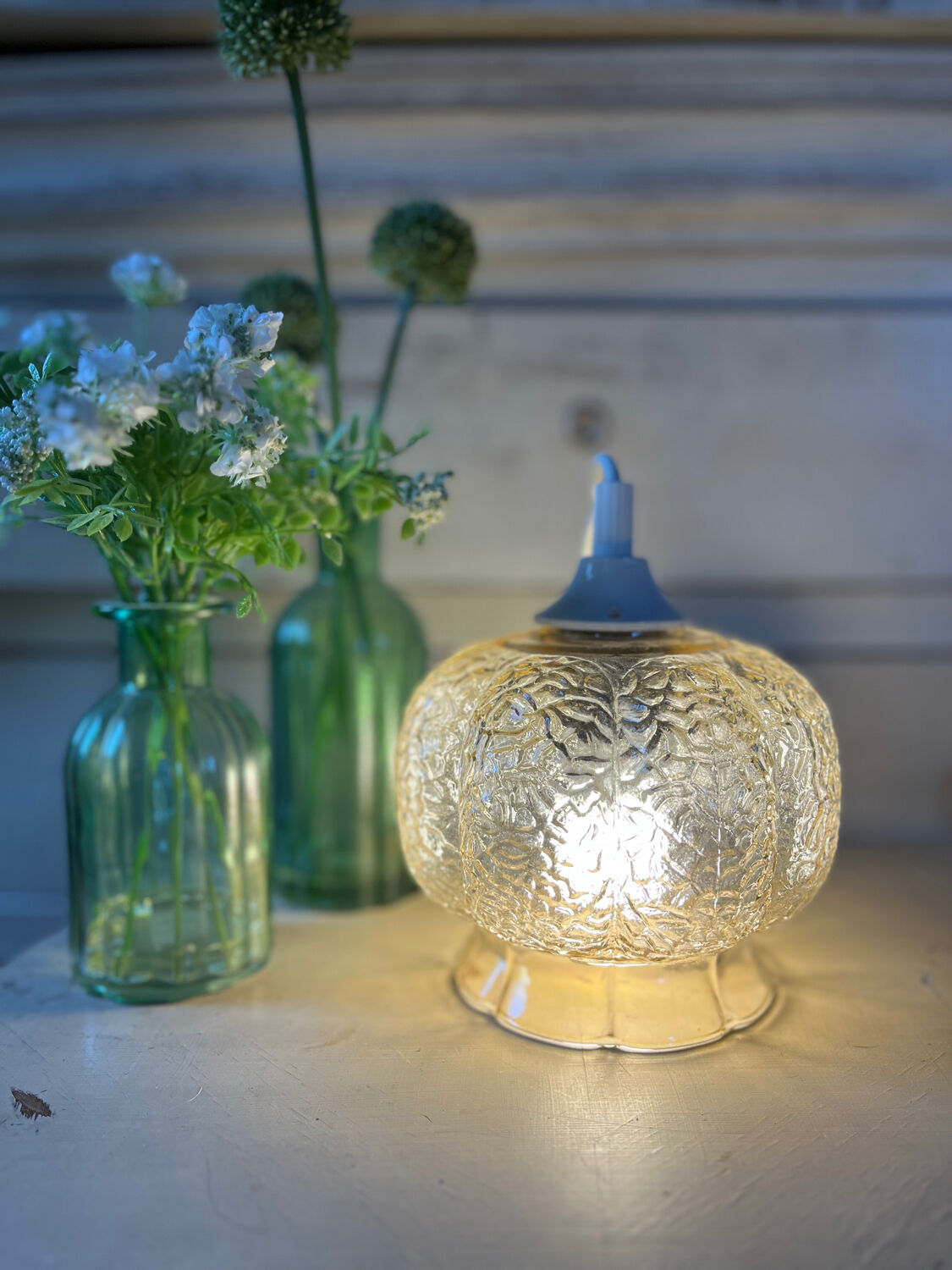 Vintage glass pendant light 1960 1970