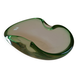 Vintage Murano green glass pocket empty 1970