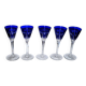Lot de 5 verres Roemers Nelly en cristal taillé de Saint-Louis couleur bleu cobalt 1930