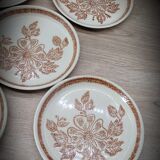 Set 6 assiettes plates grès fleuries