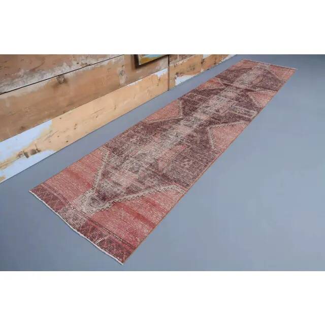 1970s Turkish Oushak Handmade Runner Rug 78x337