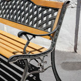 Wood and cast iron garden bench