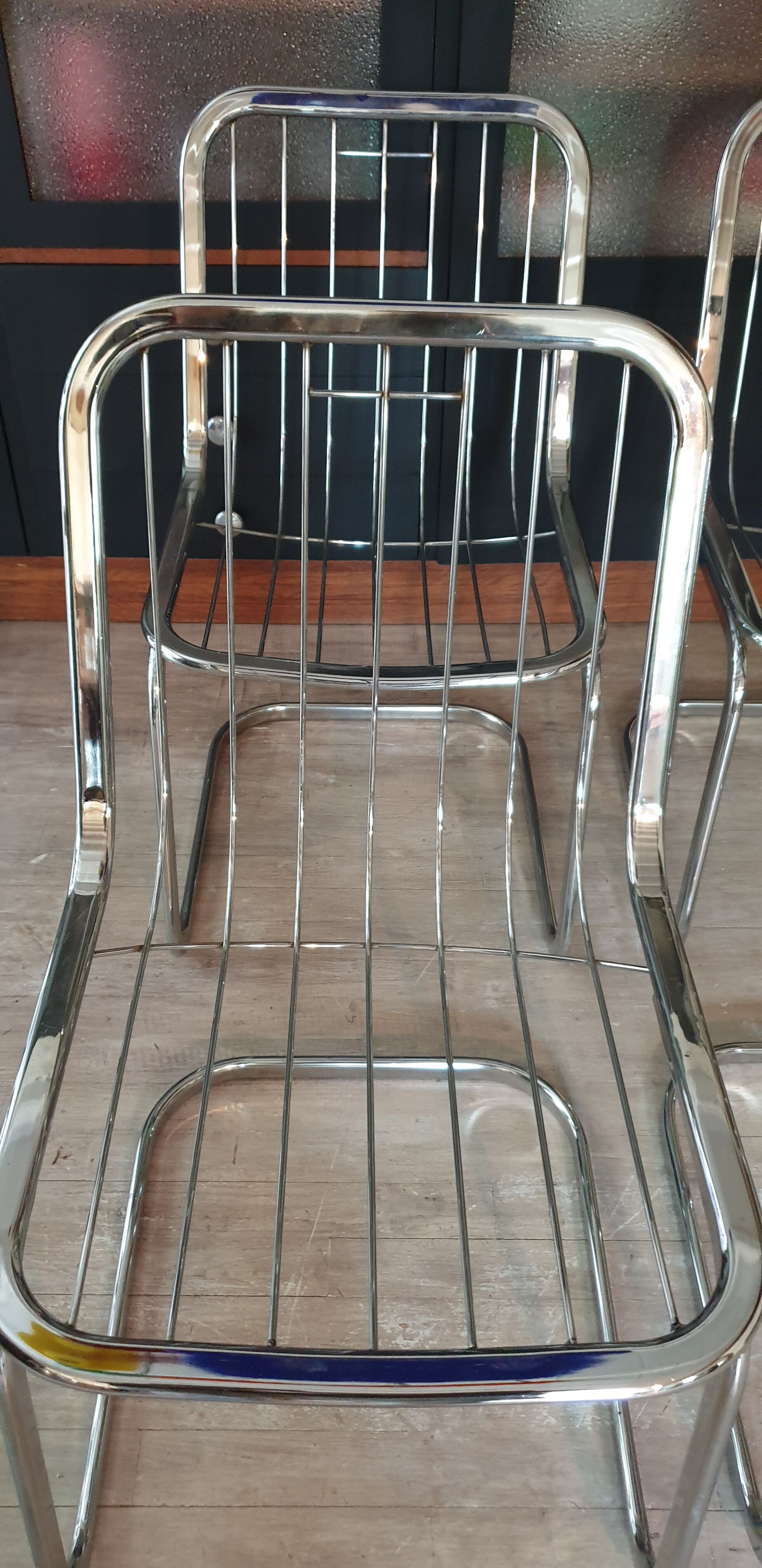 Table and four chrome chairs
