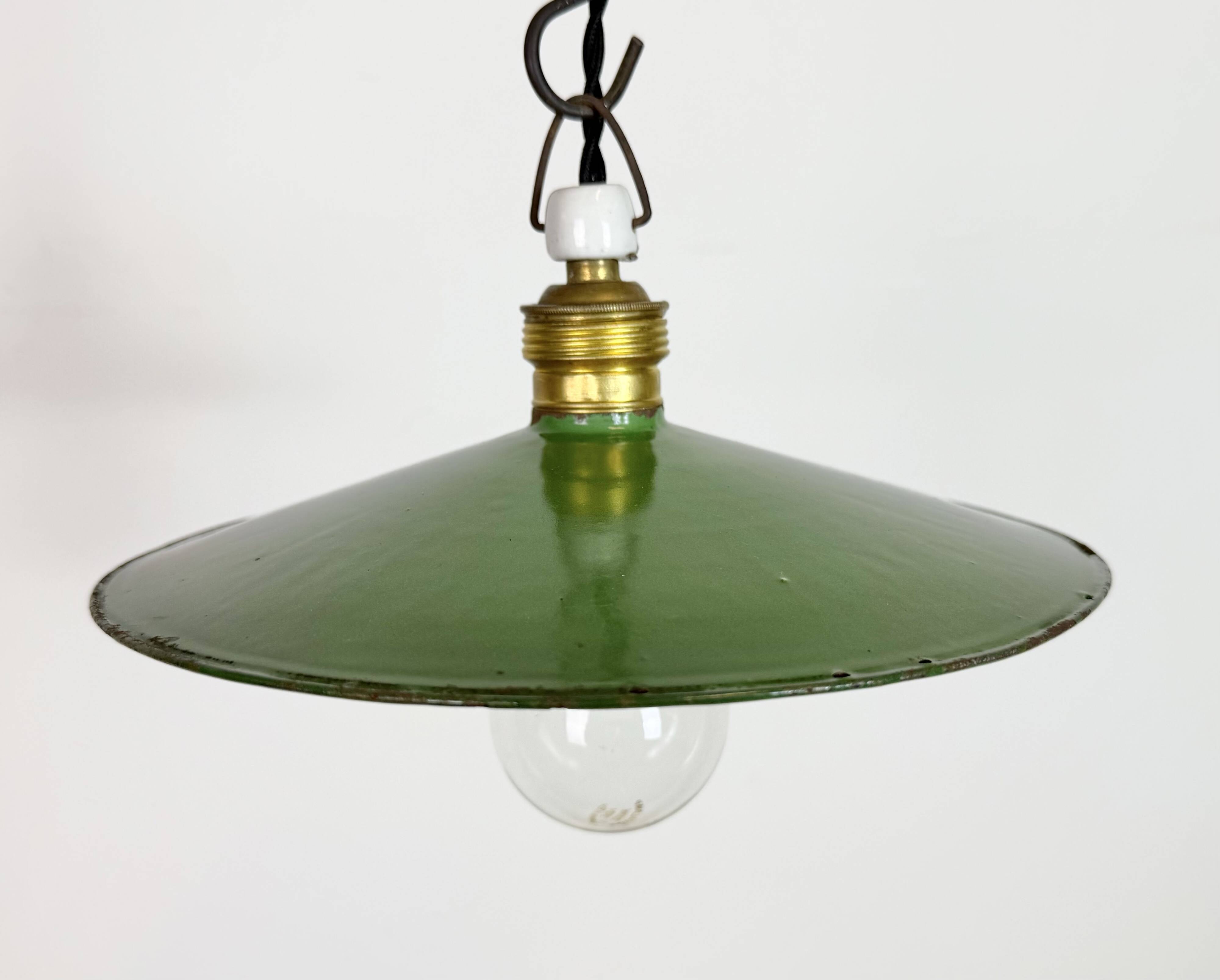 Industrial Green Enamel Light, 1930s