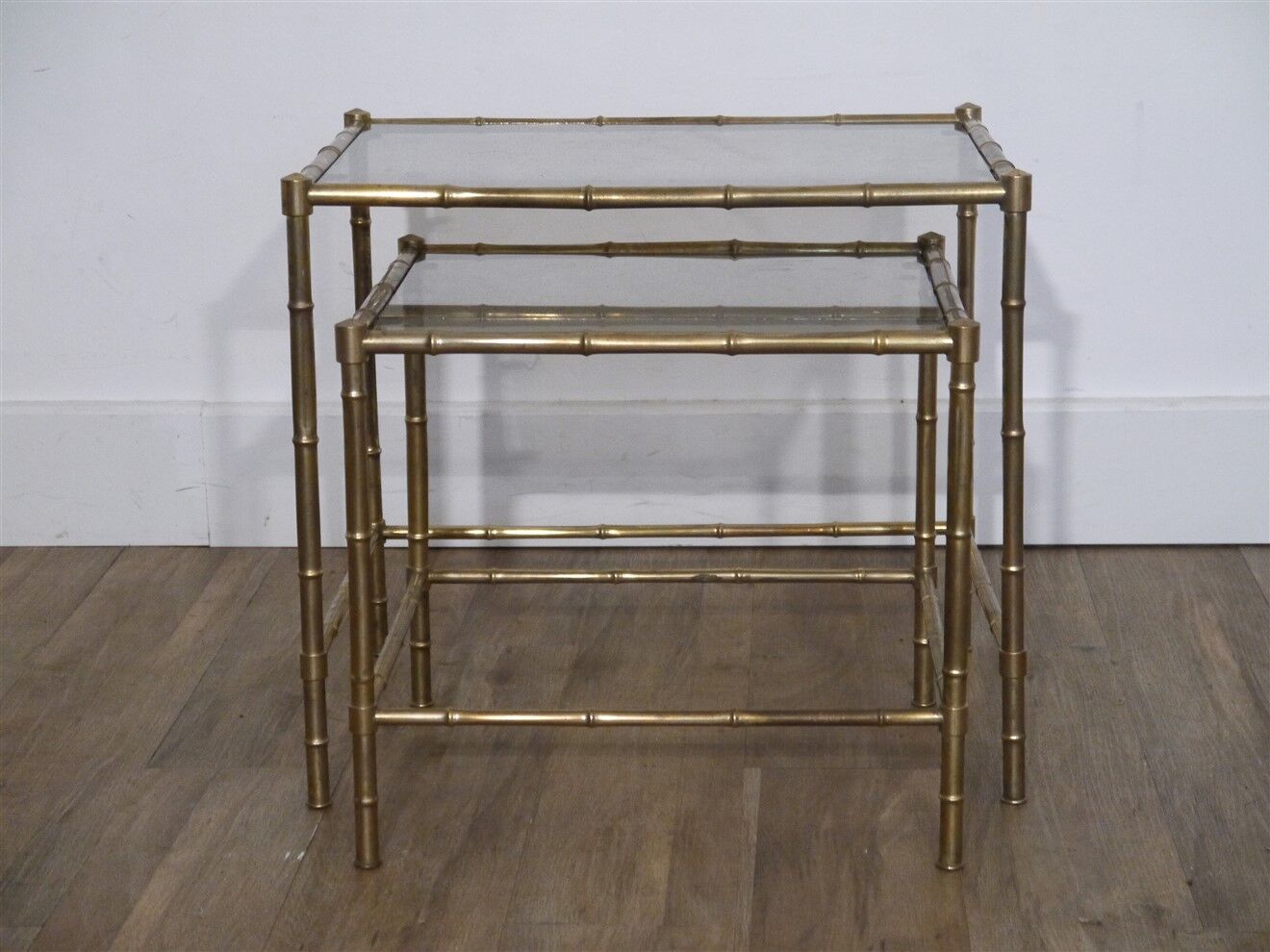 Brass nesting tables "faux bamboo" 1970
