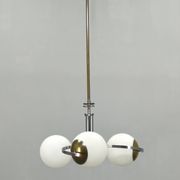 Czech Art Deco Chrome and Opaline Glass Chandelier, 1930s