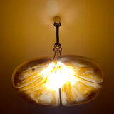 Adjustable vintage design XXL pendant lamp, brass plexiglass, 70s