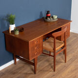 Retro danish 1960s mid century two sided desk with bookcase