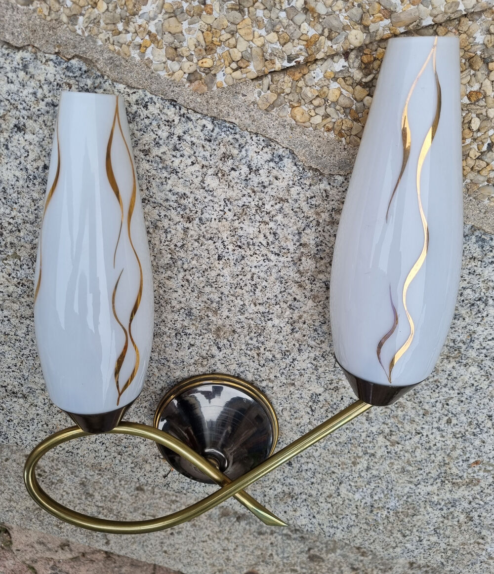 Pair of vintage double wall lamps, 50s.